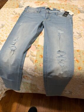 Hollister Light Blue Distressed Boyfriend Jeans